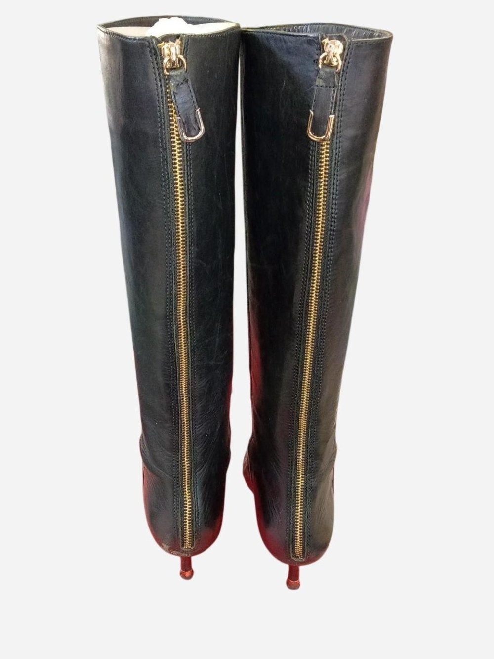 Coach Black Leather Knee-High Pointed-Toe Boots - Picture 5 of 8